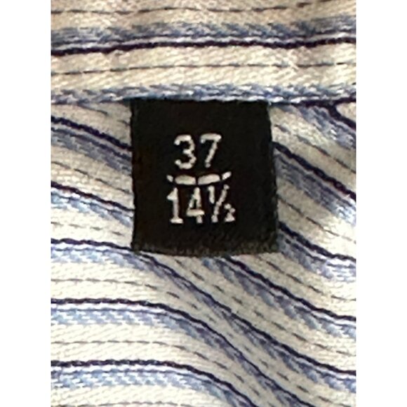 Giorgio Armani Italy L/S Button Down Blue Stripe Dress Shirt Mens 14.5 - 37 - Picture 6 of 6
